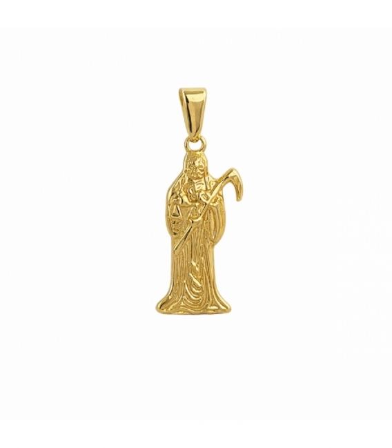 Colgante Acero 304 Santa Muerte Dorado 25mm