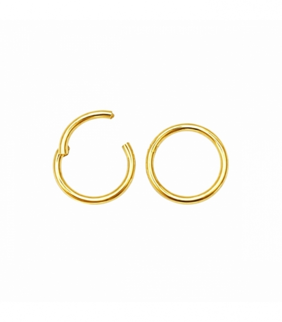 Piercing Clicker en Acier 316L avec 8 X 1.2mm Plaqué Or 14K Prix par Paire