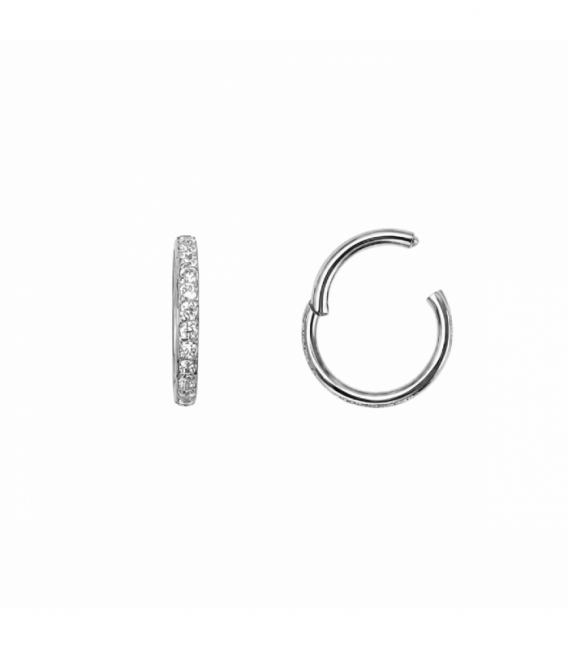 Piercing Acero 316L Clicker Circonitas 8 X 1.2mm Precio por Par