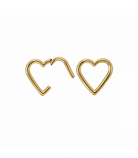 Piercing Acero 316L Clicker Corazon 8 X 1.2mm Bañado en Oro 18K Precio por Par