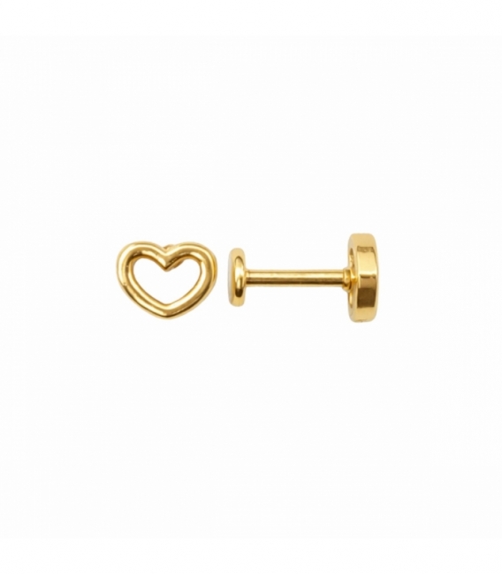 Piercing Labret Acero 316L Rosca Corazon Bañado en Oro 18K Precio del Par