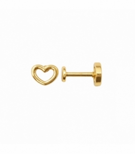 Piercing Labret Acero 316L Rosca Corazon Bañado en Oro 18K Precio del Par