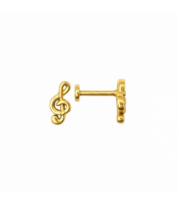 Piercing labret Acier 316L à vis Note Musicale Plaqué Or 18K Prix par Paire