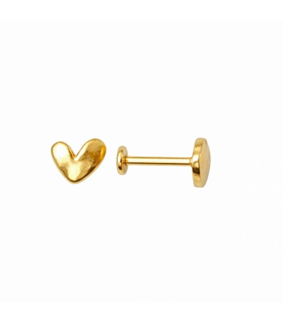 Piercing Labret Rosca Corazon Bañado en Oro 18K Precio del Par
