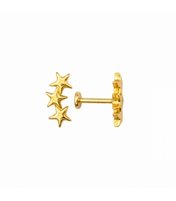 Piercing Labret Rosca Estrellas Bañado en Oro 18K Precio del Par