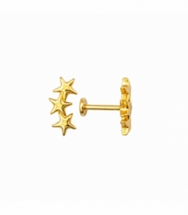 Piercing labret à vis Étoiles Plaqué Or 18K Prix par Paire