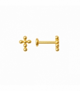 Piercing labret à vis Croix Plaqué Or 18K Prix par Paire