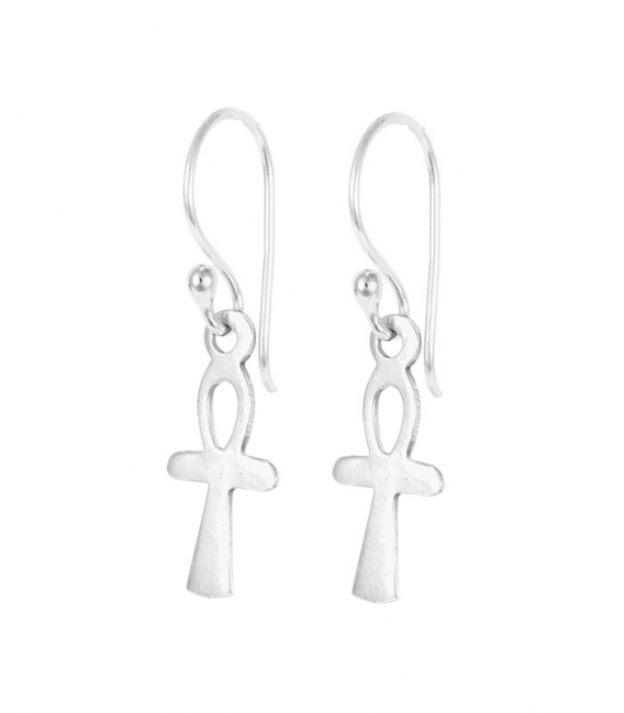 Pendiente Plata Cruz Vida 14mm. Precio Par