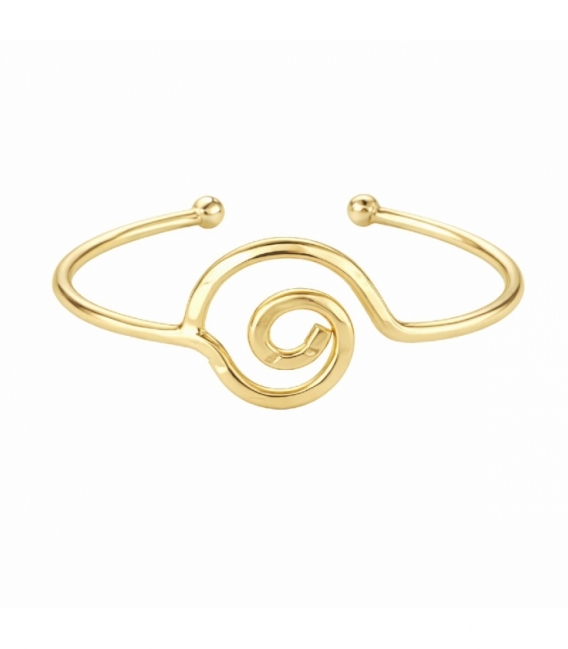 Pulsera Laton Rigida Espiral Bañado en Oro 14K