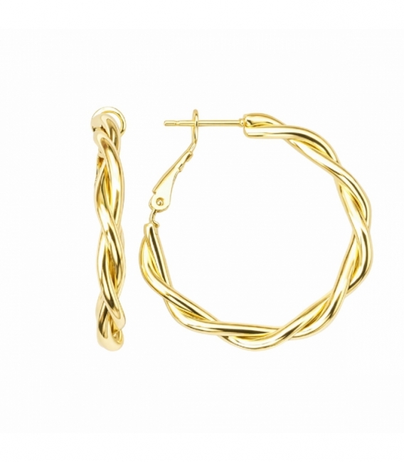 Pendiente Laton Diseño Trenzado 35mm Bañado en Oro 14K