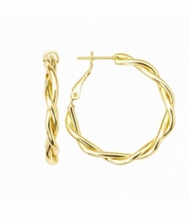 Boucles d’oreilles Laiton Design Tressé 35mm Plaqué Or 14K