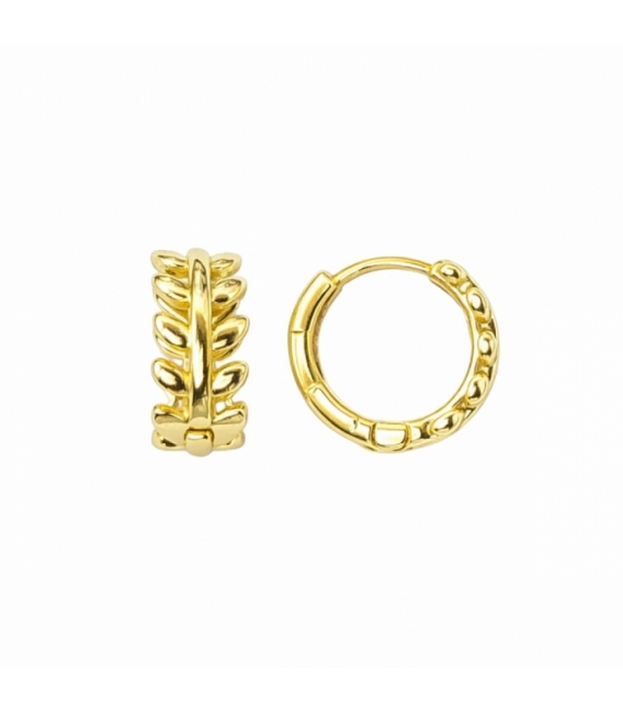 Boucles d’oreilles Laiton Feuilles 13mm Plaqué Or 14K
