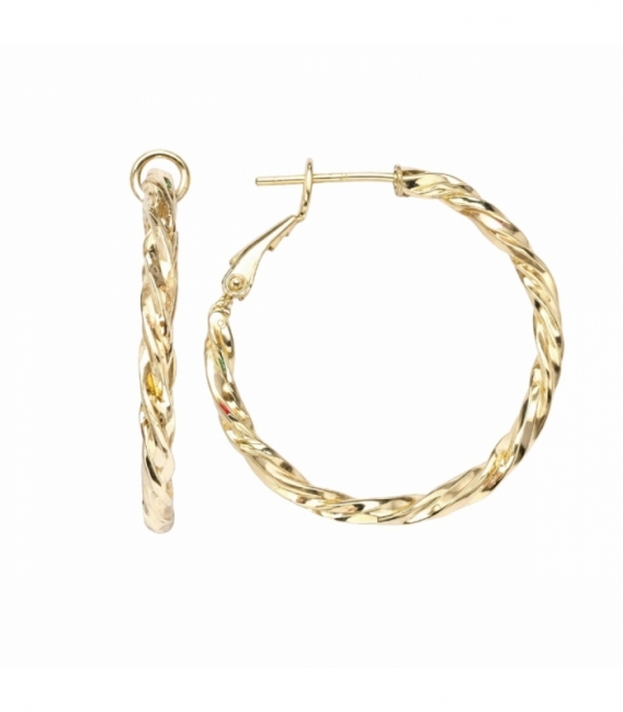 Pendiente Laton Diseño Trenzado 30mm Bañado en Oro 14K