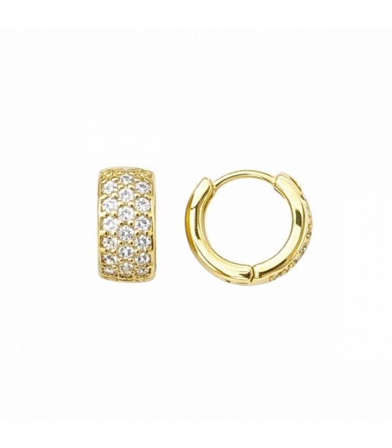 Boucles d’oreilles Laiton Zircones 11mm Plaqué Or 14K