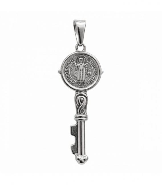 Pendentif Acier 304 Clé de Saint Benoît 48mm