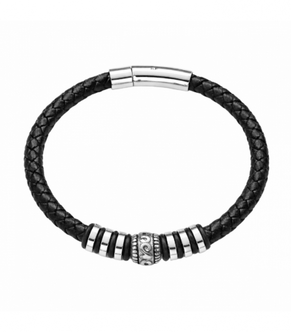 Bracelet en Cuir et Acier 316L Ø63mm