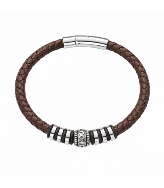 Bracelet en Cuir et Acier 316L Ø63mm