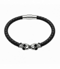 Pulsera Cuero Calaveras Acero 316L Ø65mm