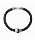 Pulsera Cuero Calavera Acero 316L Ø65mm
