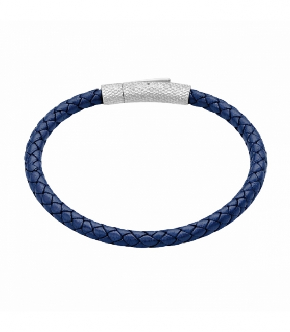Pulsera Cuero Azul Acero 316L Ø65mm
