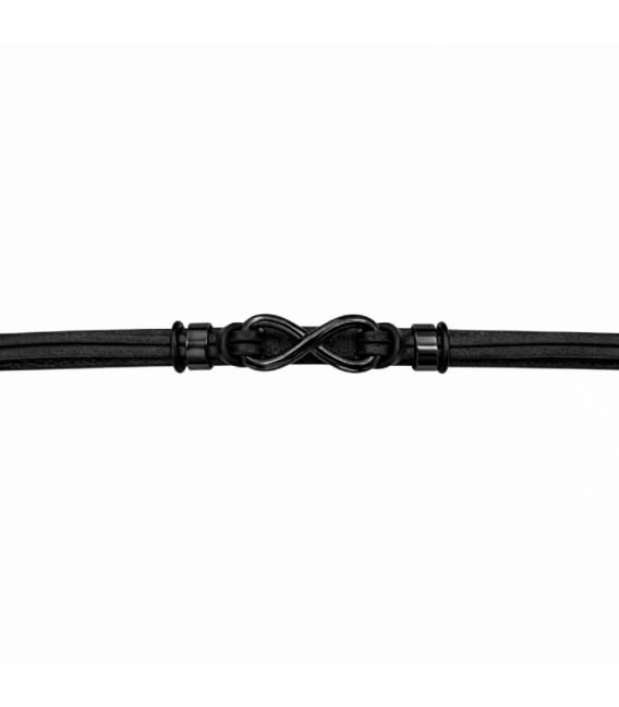 Pulsera Cuero Infinito Acero 316L 21cm