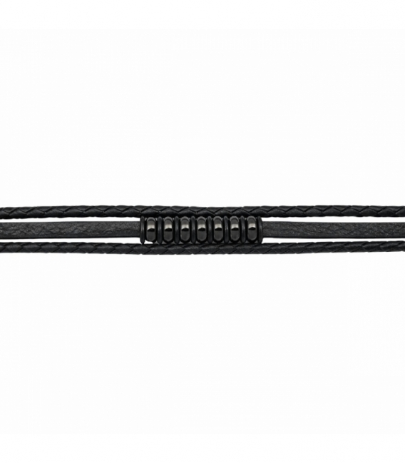 Pulsera Cuero Acero 316L 21cm