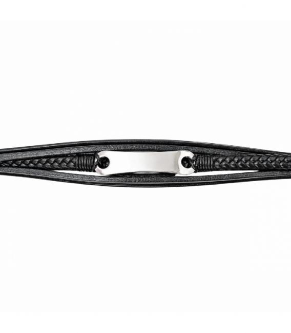 Pulsera Cuero Esclava Acero 316L 21cm