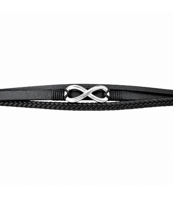 Pulsera Cuero Infinito Acero 316L 21cm