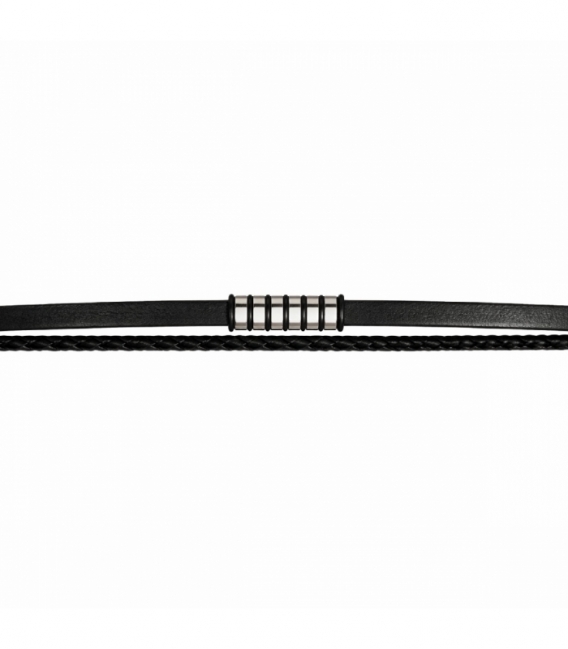 Pulsera Cuero Acero 316L 21cm