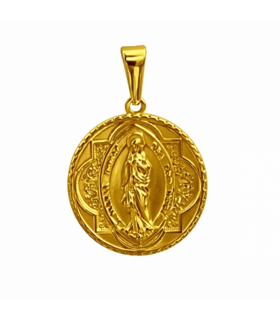Colgante Acero 304 Virgen Milagrosa Dorado 26mm