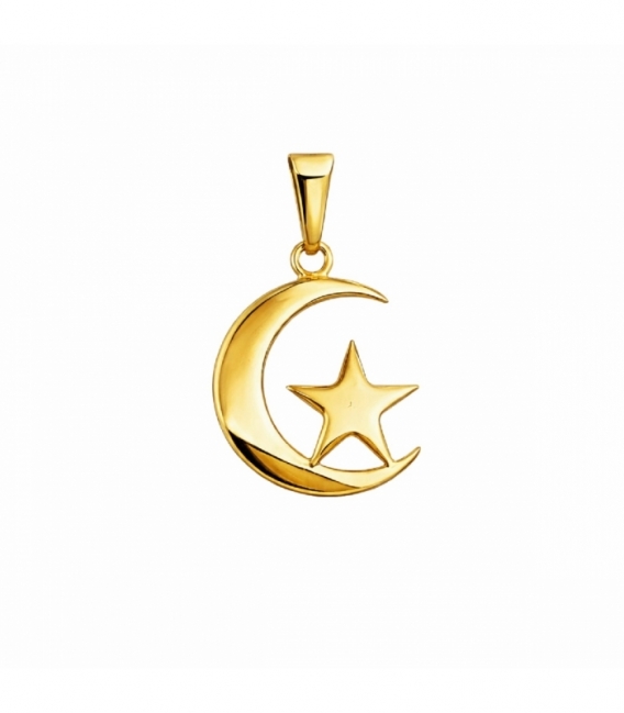 Colgante Acero 304 Luna Estrella Dorado 16mm