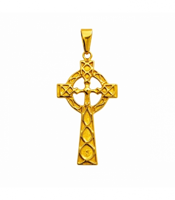 Colgante Acero 304 Cruz Celta Dorado 43mm
