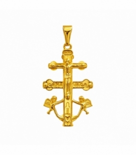 Colgante Acero 304 Cruz Caravaca Dorado 42mm