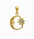 Pendentif Acier 304 Lune Etoile Email Doré 13mm