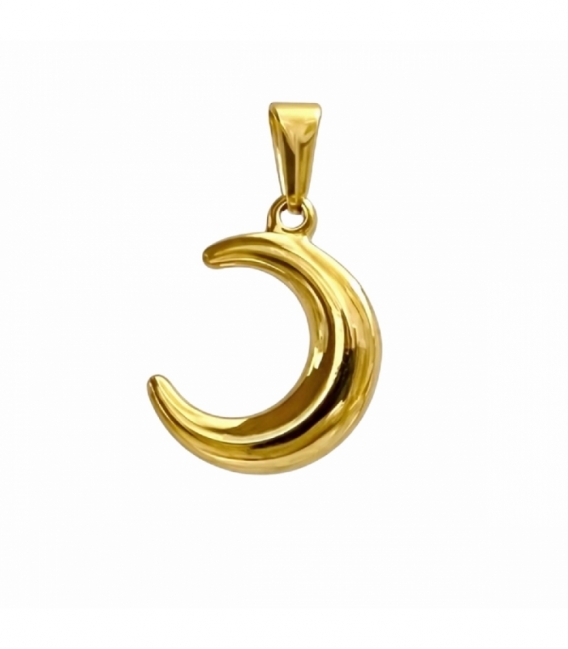 Pendentif Acier 304 Lune Doré 19mm