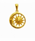 Pendentif Acier 304 Lune Soleil Doré 26mm