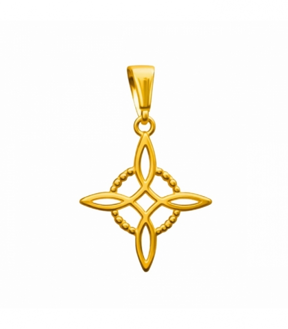 Colgante Acero 304 Nudo Bruja Dorado 16mm
