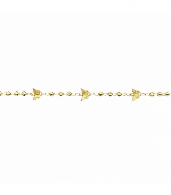 Bracelet en Laiton Papillon 17+3cm Plaqué Or 14K