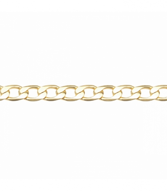 Bracelet en Laiton Maille Cubaine 21cm Plaqué Or 14K