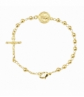 Pulsera Latón Cruz con San Benito 20cm Bañado en Oro 14K