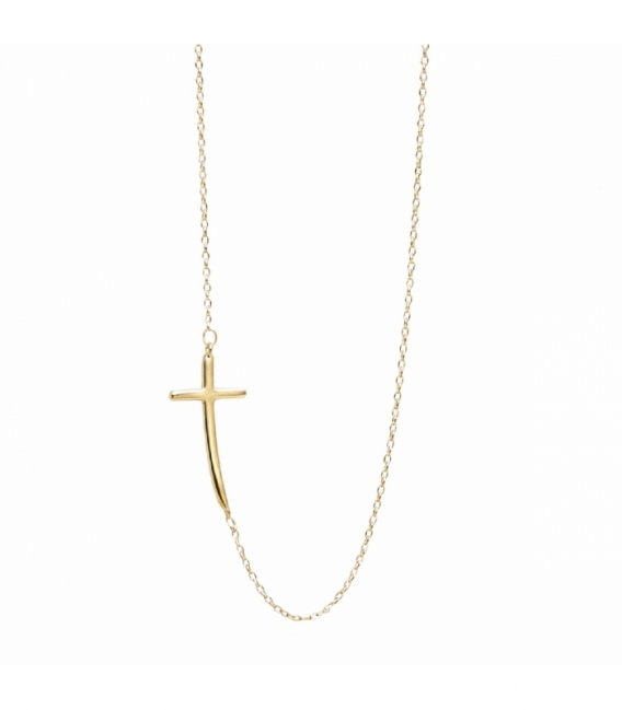 Gargantilla Latón Cruz 45cm Bañado en Oro 14K