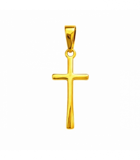 Colgante Acero 304 Cruz Dorado 17mm