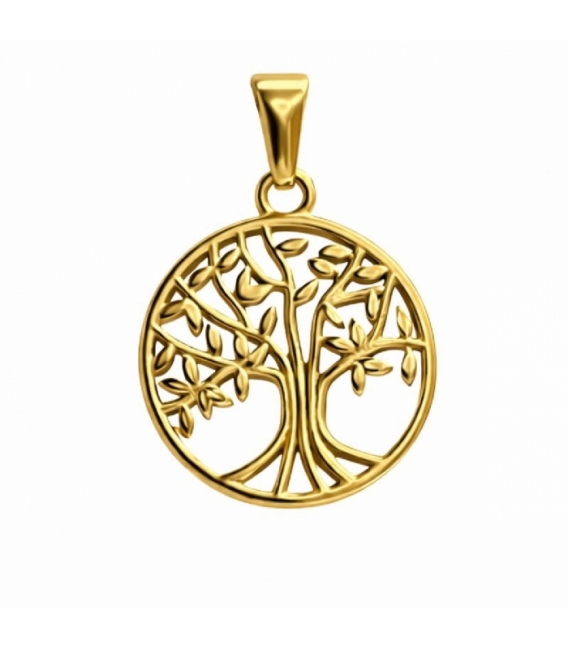 Colgante Acero 304 Arbol Vida Dorado Ø21mm