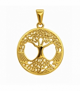 Colgante Acero 304 Arbol Vida Dorado Ø31mm