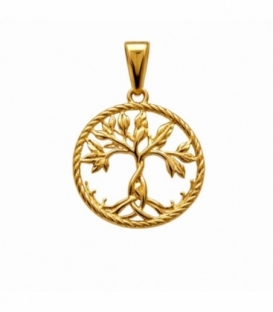 Colgante Acero 304 Arbol Vida Triskel Dorado Ø17mm