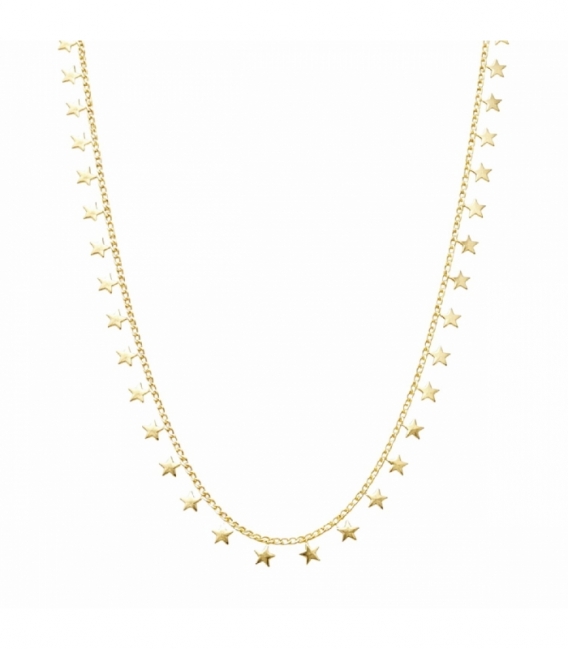 Collier Laiton Étoiles 45+5cm Plaqué Or 14K