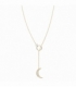 Collier Ras-Du-Cou Étoile et Lune en Laiton 40+5cm Plaqué Or 14K