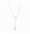 Collier Ras-Du-Cou Étoile et Lune en Laiton 40+5cm Plaqué Rhodium