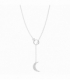 Collier Ras-Du-Cou Étoile et Lune en Laiton 40+5cm Plaqué Rhodium