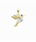 Colgante Latón Colibri con Circonitas 17mm Bañado en Oro 14K